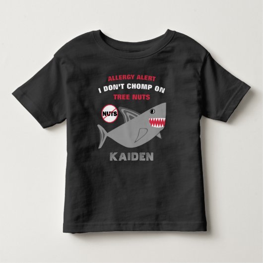 Shark Tree Nut Allergy Alert Gepersonaliseerd Kinder Shirts (Voorkant)
