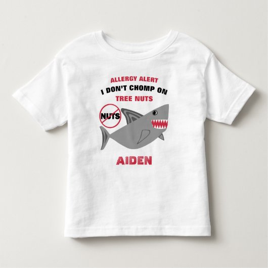 Shark Tree Nut Allergy Alert Gepersonaliseerde Jon Kinder Shirts (Voorkant)