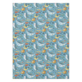 Shark Trendy Onder het Zee Thema Groene Achtergron Tafelkleed (Voorkant)