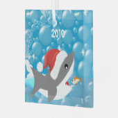 Shark Tropical Snowbird Vacation Dated Keepslag Glas Ornament (Voorkant links)