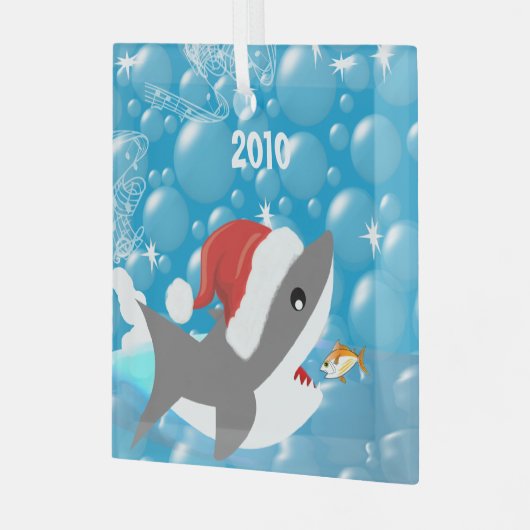 Shark Tropical Snowbird Vacation Dated Keepslag Glas Ornament (Voorkant links)