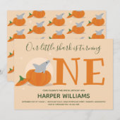 Shark Turing One Pumpkin First Birthday Kaart (Voorkant / Achterkant)