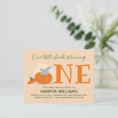 Shark Turing One Pumpkin First Birthday Uitnodiging Briefkaart (Staand voorkant)