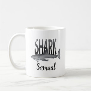Shark Typography Cool Ocean Personalised Animal Koffiemok