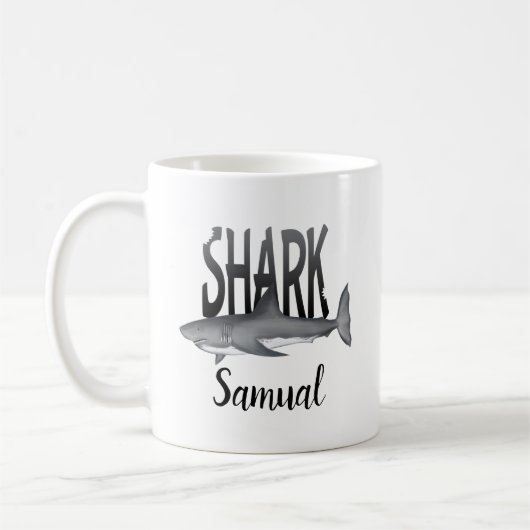 Shark Typography Cool Ocean Personalised Animal Koffiemok (Links)
