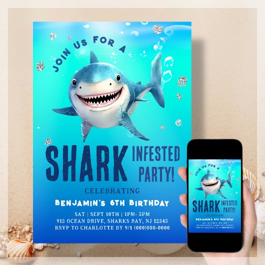Shark under the Zee Birthday Kaart
