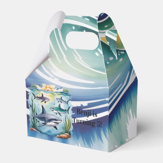 Shark Under The Zee Boy Verjaardag Bedankdoosjes (Achterkant)