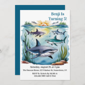 Shark Under The Zee Boy Verjaardag Kaart (Voorkant / Achterkant)