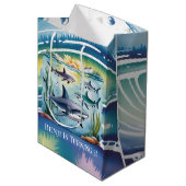 Shark Under The Zee Boy Verjaardag Medium Cadeauzakje (Voorkant Gekanteld)