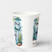 Shark Under The Zee Boy Verjaardag Papieren Bekers (Rechts)