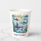 Shark Under The Zee Boy Verjaardag Papieren Bekers (Voorkant)