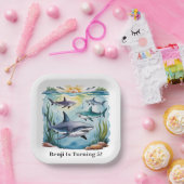 Shark Under The Zee Boy Verjaardag Papieren Bordje (Feest)