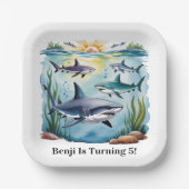 Shark Under The Zee Boy Verjaardag Papieren Bordje (Voorkant)