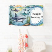 Shark Under The Zee Boy Verjaardag Spandoek (Insitu)