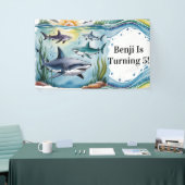 Shark Under The Zee Boy Verjaardag Spandoek (Beurs)