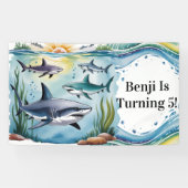 Shark Under The Zee Boy Verjaardag Spandoek (Horizontaal)