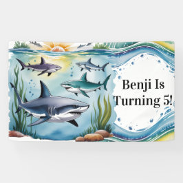 Shark Under The Zee Boy Verjaardag Spandoek