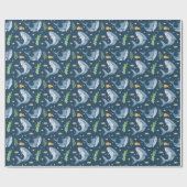 Shark under the Zee Navy Blue Gift Wrapping Paper Cadeaupapier (Vlak)