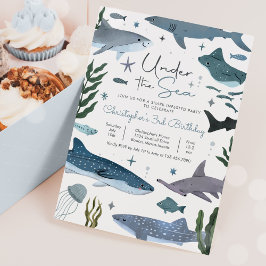 Shark Under the Zee Verjaardagsfeest Kaart