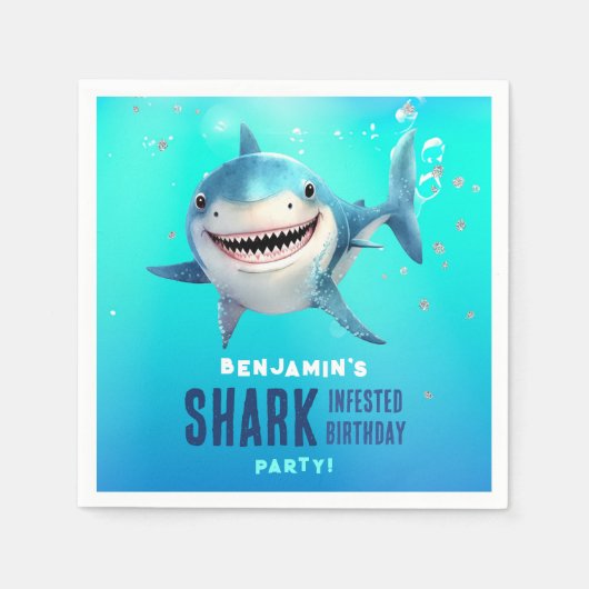 Shark under the Zee verjaardagsfeestje Servet (Voorkant)