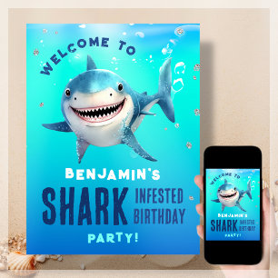 Shark under the Zee Verjaardagsfeestje Welkom Poster