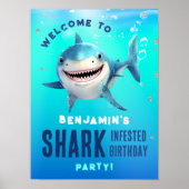 Shark under the Zee Verjaardagsfeestje Welkom Poster (Voorkant)