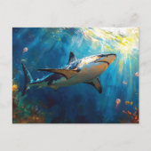 Shark Underwater Surrounded by Jellyfish Briefkaart (Voorkant)