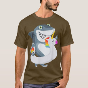 Shark unicorn float poel party gift mannen twee t-shirt