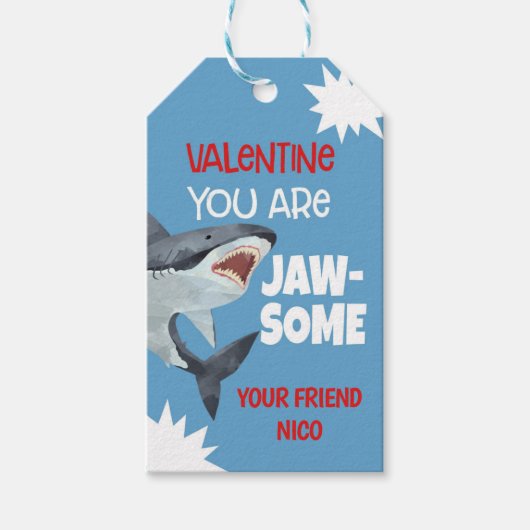 Shark Valentijn Favor Tag Cadeaulabel (Voorkant)