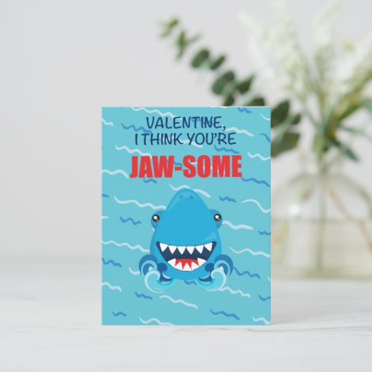 shark Valentijnsdag card Feestdagenkaart (Staand voorkant)