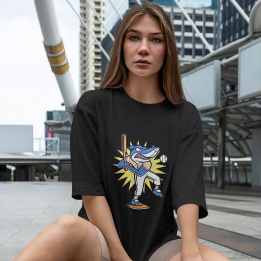 Shark van honkbalspeler t-shirt