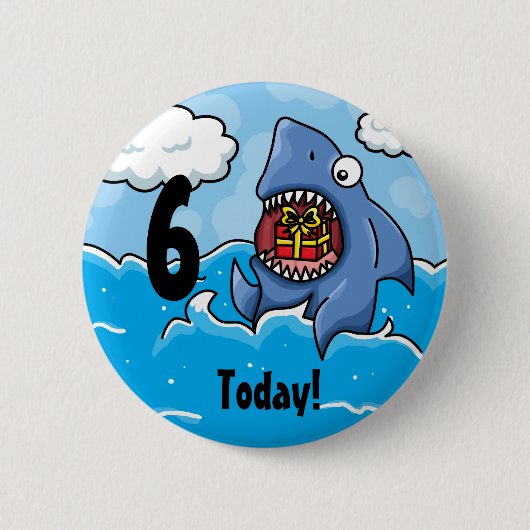 Shark verjaardagsbadge ronde button 5,7 cm (Voorkant)