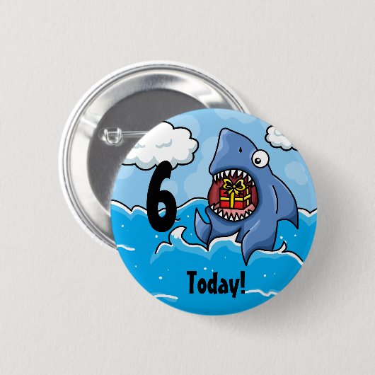 Shark verjaardagsbadge ronde button 5,7 cm (Voorkant /achterkant)