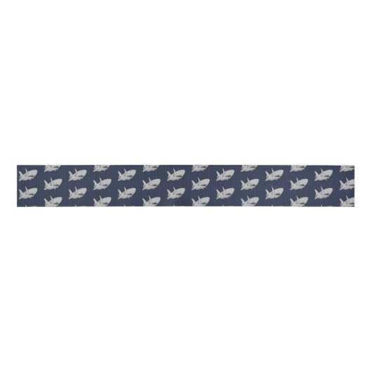 Shark verjaardagsfeest Blue Grosgrain Ribbon Grosgrain Lint (Voorkant)