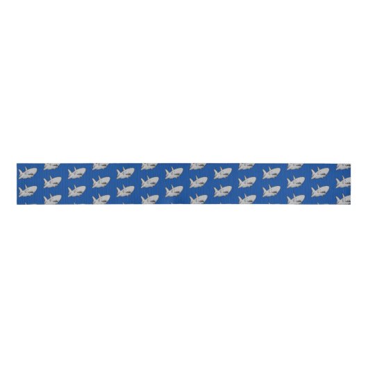 Shark verjaardagsfeest Blue Grosgrain Ribbon Grosgrain Lint (Voorkant)