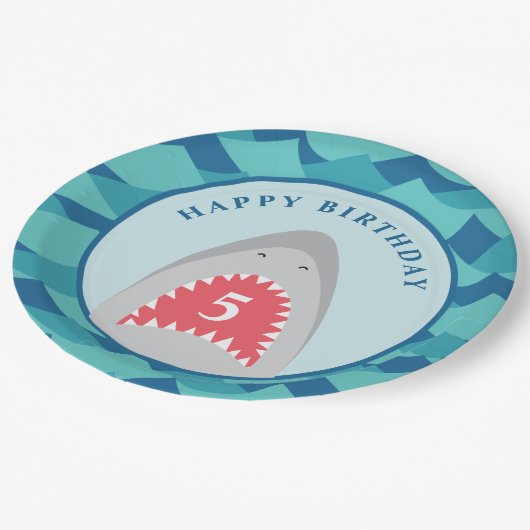 Shark verjaardagsfeest papieren bordje (Gekanteld)