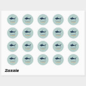 Shark verjaardagsfeest ronde sticker (Vel)