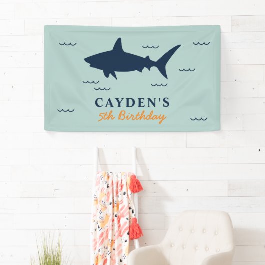 Shark verjaardagsfeest spandoek (Insitu)