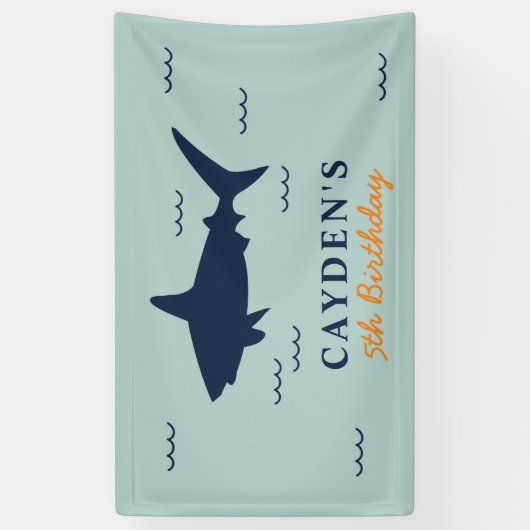 Shark verjaardagsfeest spandoek (Verticaal)