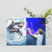 Shark verjaardagsfeestfoto kaart (Staand voorkant)