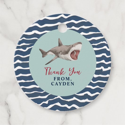 Shark verjaardagsfeestje dank je bedankjes labels (Voorkant)
