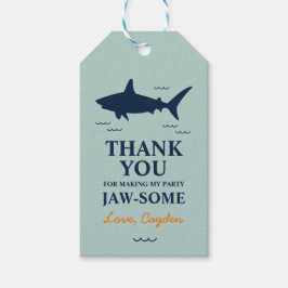 Shark verjaardagsfeestje dank je cadeaulabel