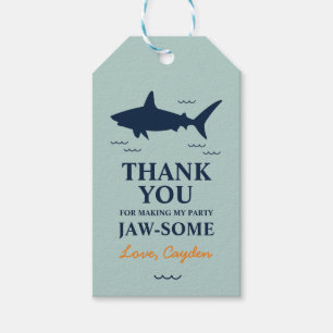 Shark verjaardagsfeestje dank je cadeaulabel