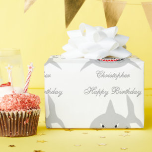 Shark Voeg gewoon naam Birthday toe Cadeaupapier