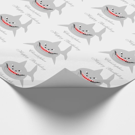 Shark Voeg gewoon naam Birthday toe Cadeaupapier (Hoek)