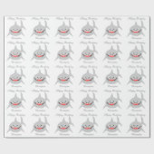 Shark Voeg gewoon naam Birthday toe Cadeaupapier (Vlak)