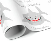 Shark Voeg gewoon naam Birthday toe Cadeaupapier (Rol Hoek)