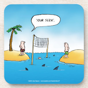 Shark Volleyball Funny Cartoon Bier Onderzetter
