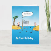 Shark Volleyball Funny Cartoon Birthday Card Kaart (Voorkant)