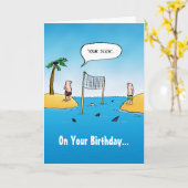 Shark Volleyball Funny Cartoon Birthday Card Kaart (Gele Bloem)